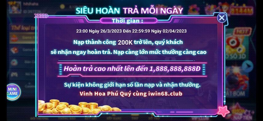 Tuần Lễ Vàng - Vui hoàn trả tưng bừng cùng iwin